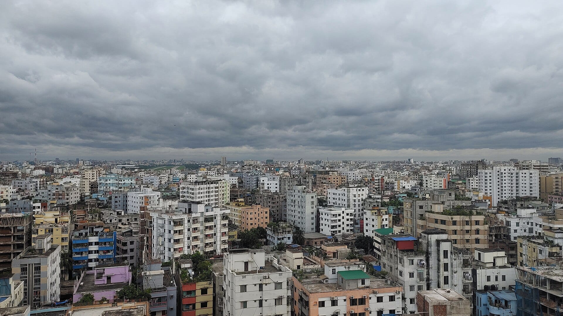 Skyline View of the City of Dhaka on a Cloudy Day